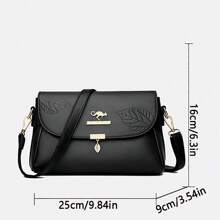 Nova Bolsa Transversal Pequena de Couro PU com Estampa de Folhas, Casual, Versátil, Bolsa de Mãe, Moda Feminina