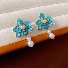 Blue Flower Earrings Ladies Fashion Design Style Niche Earrings - 1 件 - 查看 4