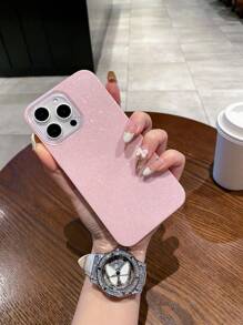 Pink Phone Case 1pc Minimalist IMD Glitter Phone Case, Low-Key Luxurious Pink Thick TPU Shock-Proof Phone Case With Large Camera Cutout, Compatible With Apple/ Series Waterproof Anti-Fall Scratch Resistant - Pink - View 10
