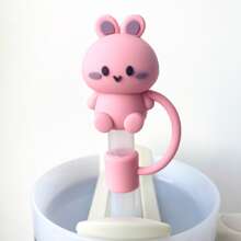 1/4/8 Pcs Portable Cute Animal Silicone Straw Lid, Frog, Rabbit, Duck, Raccoon, Chicken Straw Cover, 10mm/0.4" Reusable Straw Cap Accessories, Valentine's Day Decoration, Kids Party Gift, Back To School Supplies