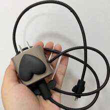 Black Heart Apple 20W Fast Charging Cable Charger Protective Case, Including Data Cable Storage Bag