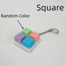 1pc Random Color & Chain Style Squeeze Stress Relief Fidget Cube Keyboard Key Pendant Toy