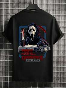 Teen Boys' Horror Movie Graphic Round Neck Short Sleeve T-Shirt, Versatile Daily Wear