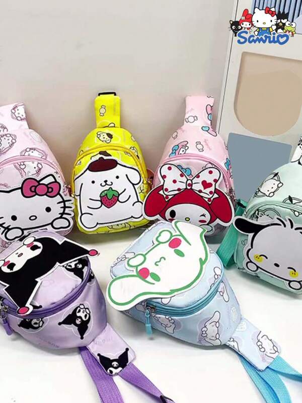 Sanrio 1 pieza Bolso cruzado ajustable y ligero de Pochacco, con textura suave y cómoda, bolso de hombro duradero y lindo de dibujos animados para niños, para salidas diarias y regalos, con licencia de Sanrio