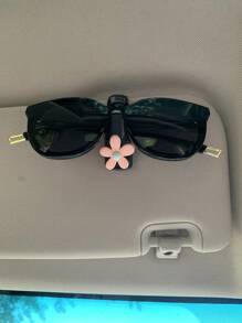 1pc Flower Decor Multifunctional Car Sun Visor Clip, Holds Sunglasses, Cards, Notes