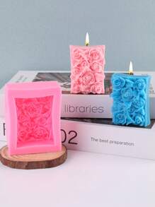 1 pieza Molde de silicona con forma de flor de rosa para hacer velas, molde de decoración artesanal para jabón, piedra, resina epoxi