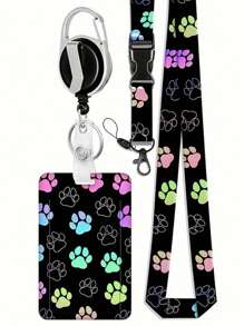 ID Badge Holder With Breakaway Lanyard, Fashionable Lanyards For ID Badges Cute Badge Reel Retractable, ID Card Holder Keychain Name Badge Clip, Nurse Teacher Gifts,School Supplies,Back To School - Black - View 7