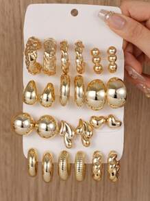 9 件简约时尚 C 形和水滴形耳环，高端独特女士耳环，适合日常佩戴和派对