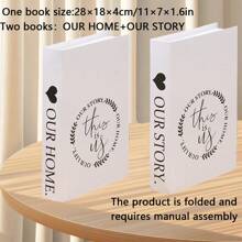 4pcs/1pc OUR HOME/LIFE/STORY Fashionable Decorative Fake Books Set. Ideal For Room, Bedroom, Bathroom, Birthday, Wall Decor. Suitable For Homes, Cafes, Hotels. Folded For Delivery, Assemble Per Last Image Or Video.