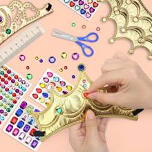 13 Pcs Exquisite Gold Crowns Set,Foam Crowns Set,Princess Crowns,6 DIY Party Gold Crowns And 7 Sheets Colorful Rhinestone Sticker,Make Your Crowns With Rhinestone Sticker,Birthday Party Supplies,Suitable For Halloween,Christmas,Birthday Decorations