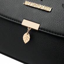 Nova Bolsa Transversal Pequena de Couro PU com Estampa de Folhas, Casual, Versátil, Bolsa de Mãe, Moda Feminina