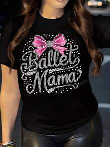 Zomer Casual Veelzijdig Effen Kleur Vlinder Mom Patroon Bedrukt Kort Mouw Normaal T-shirt