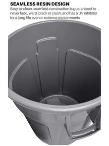 Rubbermaid Commercial Products BRUTE Heavy-Duty Round Trash Can With Venting Channels, 20-Gallon, Black, Waste Container For Landscapers/Construction Sites/Restaurants/Offices/Warehouses/Home/Driveway - 白色 - 查看 10