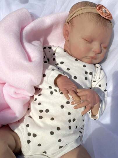 20 英寸/50 厘米 Laura 彩绘成品栩栩如生的重生婴儿娃娃手工重生早产婴儿新生儿玩具娃娃礼物乙烯基柔性四肢带有 3D 彩绘皮肤和可见静脉柔软无性别布娃娃 - 完美的圣诞礼物/生日礼物/收藏艺术娃娃