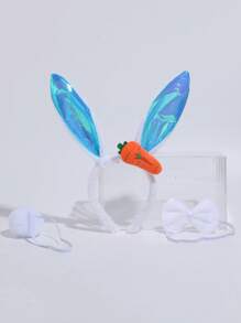 Plush Rabbit Headband, Adorable Fashionable Versatile Party Hair Accessory, Cartoon Carrot Rabbit Ear Headband Hair Clip, Minimalist Solid Color - Multicolor - View 29