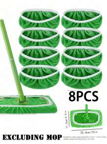8 件/6 件/4 件/2 件/1 件，超细纤维清洁拖把替换垫，与扫地机兼容，平板拖把布，可水洗替换拖把布，干湿两用，易于清洁，清洁用品，返校用品，拖把替换垫，松紧带平板拖把布，可水洗拖把垫替换装，除尘拖把头，软拖把垫替换装，超强吸水，易于清洁，清洁用品