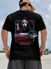 Teen Boys' Horror Movie Graphic Round Neck Short Sleeve T-Shirt, Versatile Daily Wear