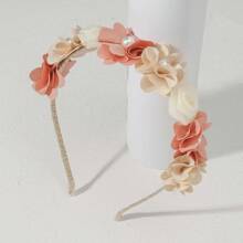 1pc Flower Printed Polyester Boho Style Handmade Fabric Flower Decor Headband, Suitable For All Seasons - Multicolor - View 1