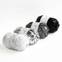 Bộ 4 sợi (100g*4) 100% Polyester Sợi vải thun nhiều màu ánh kim, thích hợp cho chỉ đan DIY, chăn thủ công, thảm móc, trang trí nhà cửa - 0615 - Xem 4