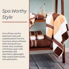 6PC Towel Set - Absorbent Cotton Bathroom Accessories With Bath Towels Hand Towels And Wash Cloths - Solid And Striped Bath Sheets By Lavish Home Brown