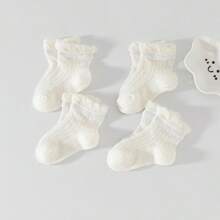 3 Pairs Mixed Newborn Baby & Toddler Anti-Slip Short Mesh Socks For Indoor Crawling, Summer Thin Style