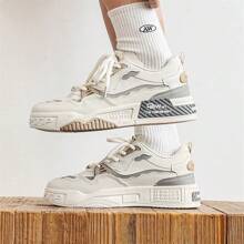 Men's Breathable White Sneakers, Thick-Soled Student Shoes, Casual Sports Shoes, Canvas Shoes