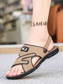 2025 New Summer Men's Brown Leather Sandals, Driving Wear-Resistant Non-Slip Beach Slippers