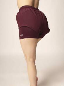 Premium 2 In 1 Lycra Shorts Premium Sports Shorts For Training, Running And Gym For Women MADE IN MEXICO Elegant Sexy Casual Composite Material 2 In 1 - Rouge - Voir 4