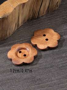 10个/套花形木质圆形大衣毛呢衣服纽扣外套纯色简约小清新通用毛衣眼纽扣 - 彩色 - 查看 5