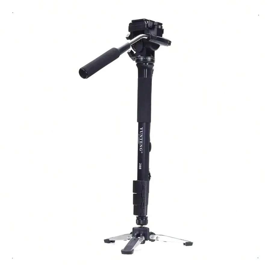 Monopié Con Cabezal De Fluido Y Base De Trípode Extraíble,Monopié extensible de aluminio para cámara DSLR con cabezal fluido y base de trípode plegable. Altura máxima: 148 cm (58 pulgadas). Carga útil: hasta 3 kg (6,6 lb).
