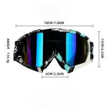 Stylish Motorcycle & Ski Goggles - Scratch-Resistant, Adjustable Strap, Durable TPU Lens In Blue/Green/Black Pattern For Outdoor Riding Safety, Motocross Goggles