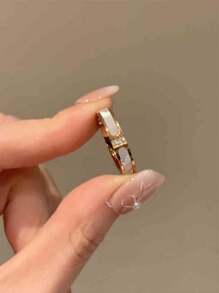 1 件不锈钢 18K 镀金马蹄和贝壳雕刻戒指，优雅的女士珠宝礼物，适合日常佩戴 - 戒指 - 查看 8