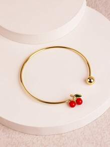 1 件简约樱桃形手链，小众设计金属合金手链，适合女性日常佩戴 - 彩色 - 查看 1