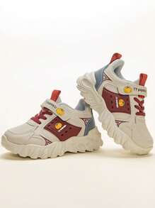 儿童运动鞋，女童新款时尚真皮休闲运动鞋，中大码儿童学生跑步鞋 - 卡其色 - 查看 5