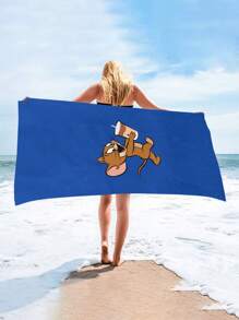 TOM AND JERRY. 1 pieza Toalla de playa con estampado de dibujos animados Tom y Jerry, suave y cómoda para el hogar, el baño, niños y adultos, natación