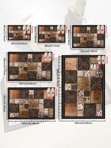 1 pieza Alfombra resistente al deslizamiento con 'Patrones diferentes en la celosía de piedra', lavable a máquina, alfombra para entrada, sala de estar, dormitorio, cuarto de niños, patio exterior, jardín, decoración del hogar, decoración de la habitación, alfombra de área, tapiz