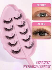 10 Pairs 3D Faux Mink Hair Fluffy False Eyelashes With Leaf-Shaped Tray, Natural Looking, Thick And Soft, Reusable, Individual Packaging, Makeup Tool For Beauty - Criss Cross lashes - View 6