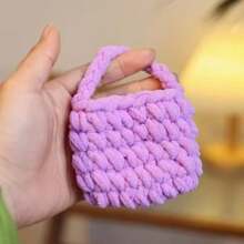 Purple Crochet Mini Earbud Pouch Cute Knitted Coin Purse Suitable For Earphones & Coins For Women Wallet Mini Wallet Purse Wallet Coin Wallet - Purple - View 4
