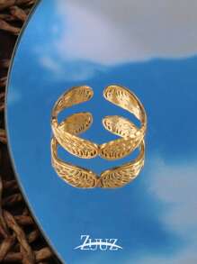 1pc Fashion Stainless Steel Wing Charm Ring For Women Open Ring Jewelry Best Friends Gifts Suitable Daily Wear - Ring - View 8