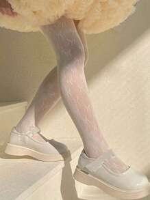 1 Pair Of Bowknot Mesh Stockings For Kids