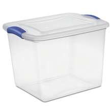 Small Storage Bin, 27 Quart Clear Plastic Storage Container With Latch Lid, Blue, 10 Count - 2 Pack - 查看 9