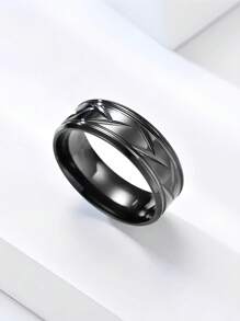 1 Pc Custom Intersecting Twill Ring Stainless Steel For Men Personalized Jewelry Birthday Party Valentine's Day Jewellery Gift Name Engrave - Multicolor - View 5