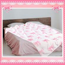 Buryeah Coquette Pink Bow Throw Blanket Pink Bow Ribbon Winter Farmhouse Blanket Couch Sofa Soft Warm Bed Blankets For Women Friends Gifts, Various Sizes - 水彩蝴蝶結 - 查看 4