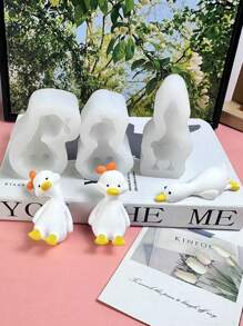 Molde de silicona DIY para piedras de fragancia con forma de pato, molde decorativo para elaborar patos de cuello retorcido rellenos de aceite para rejilla de ventilación de coche