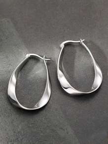1 pieza Pendientes de aro sin fin minimalistas de plata de ley 925 hipoalergénicos, aptos para mujeres