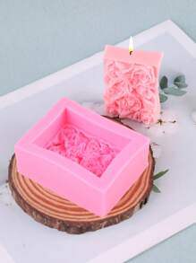 1 pieza Molde de silicona con forma de flor de rosa para hacer velas, molde de decoración artesanal para jabón, piedra, resina epoxi