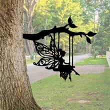 1 Stück einzigartiger Metall-Silhouetten-Fee-Schaukel, charmanter Fee-Anhänger aus Metall, Märchen-Themen Multifunktionale Gartendekoration, Besonderes Geschenk für Freunde und Familie