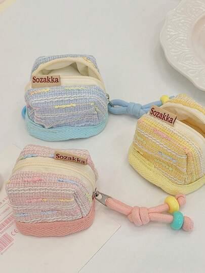 便携式耳机收纳袋，适用于蓝牙耳机，可爱耳机保护套，柔软布套，男女通用