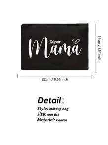 Letter "Mama" Printed Zipper Women'S Cosmetic Bag. The Best Gift For Mom, Bridesmaid Cosmetic Bag, Bridesmaid Gift Bag, Wedding Travel Washing Bag With Zipper, Bridesmaid Bag, Wedding Bride Shower Single Girls Proposal Party Gift,Mother's Day Gifts Makeup Travel Toiletry Organizer Essentials Gifts Storage Zipper Accessories Nail