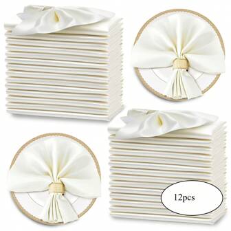 12 件 30*30 厘米，11.8*11.8 英寸，50 片锁边缎面彩色 D 餐巾，方形涤纶桌布，酒店折叠花卉桌布艺术缎面餐巾，派对婚礼装饰夏季，节日家居浴室装饰